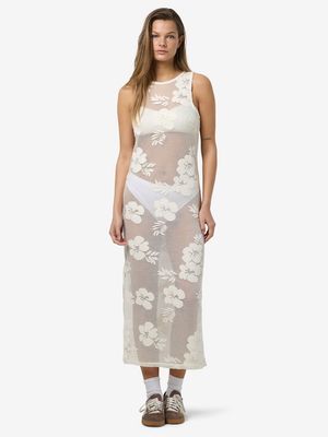NMKLEA S/L LONG FLOWER LACE SLIT DRESS Birch
