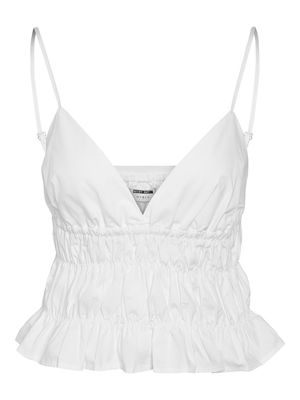 NMINGRID S/L SMOCKED CAMISOLE TOP WVN Bright White