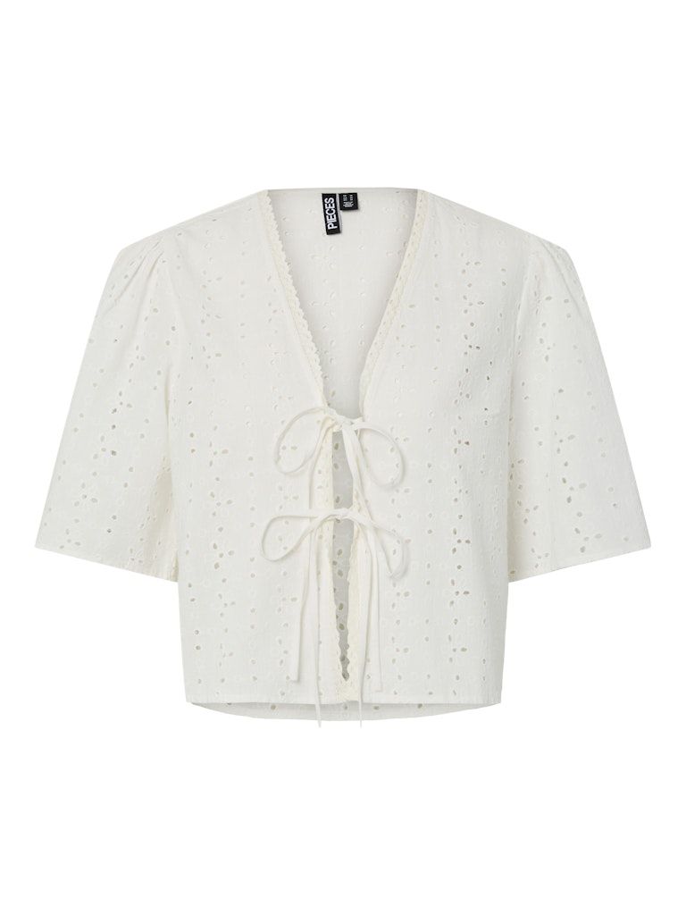 PCTYLA 2/4 V-NECK TIE TOP WVN D2D PP Cloud Cream