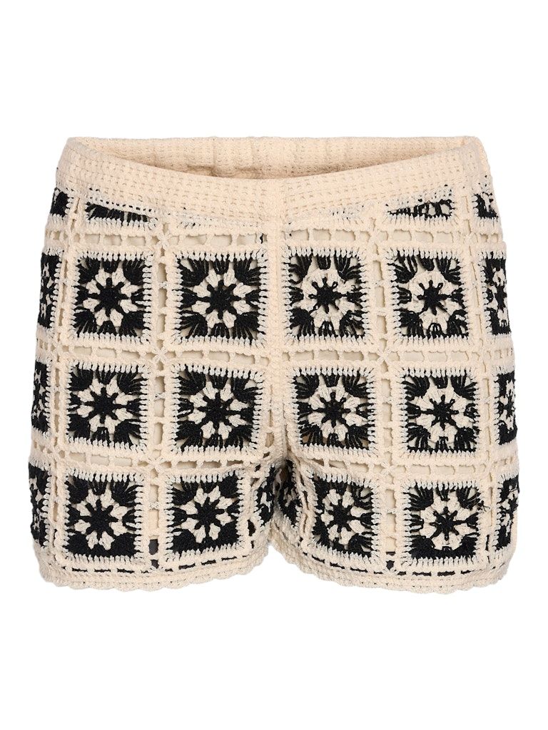 NMTAMINNA NW CROCHET SHORTS Birch/BLACK CROCHET
