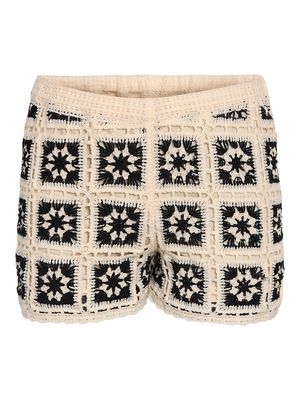 NMTAMINNA NW CROCHET SHORTS Birch/BLACK CROCHET