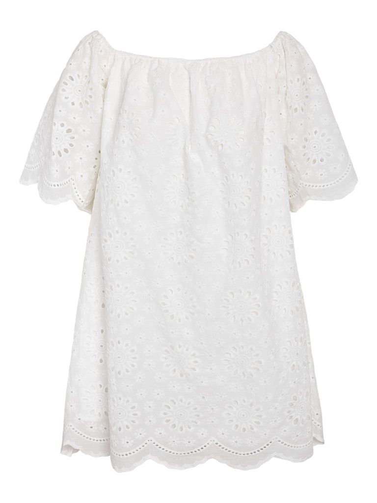 NMFIONA OFFSHOULDER BRODERIE ABK DRESS Bright White