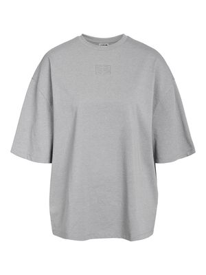 NMNADINE GLITTER EMBOS T-SHIRT Light Grey Melange-SILVER LURE