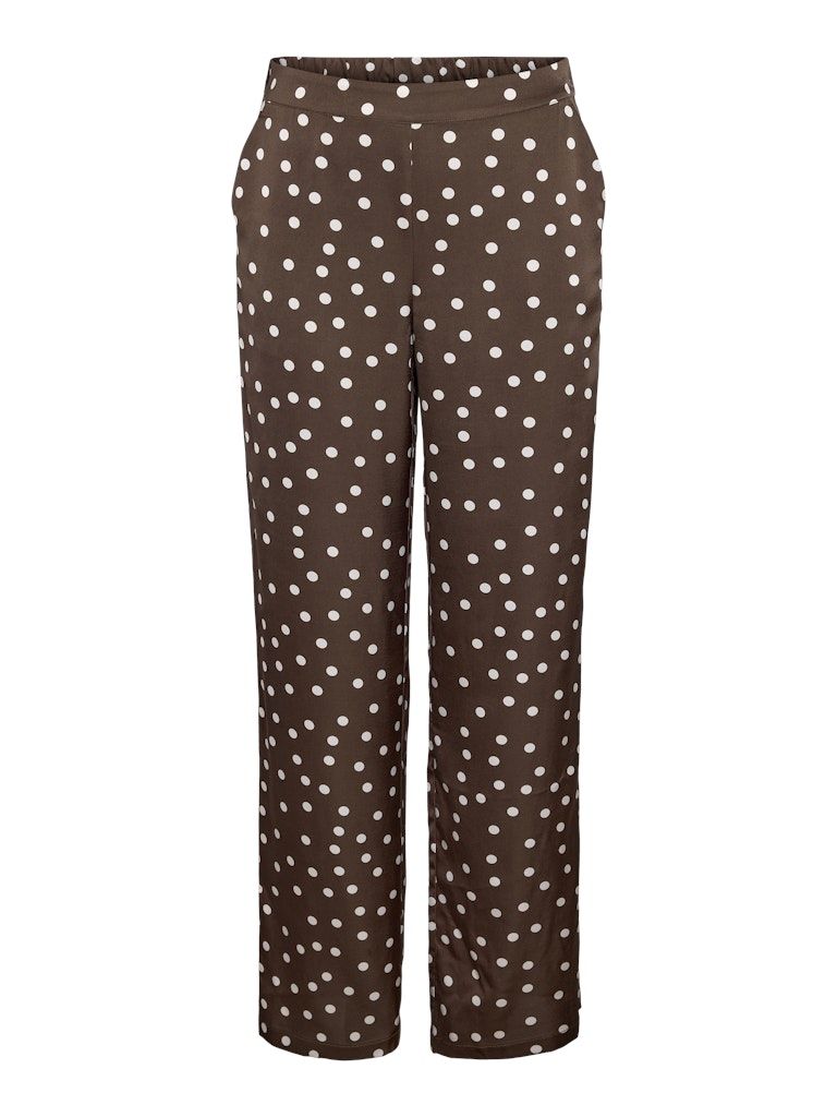 NMBAMBI MW SATIN PANT Chocolate Brown-WHITE POLKA
