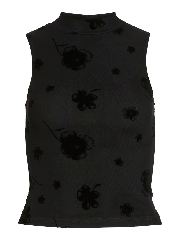 NMRILEY HIGHNECK MESH FLOCK TOP Black/FLOCK FLOWER
