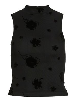 NMRILEY HIGHNECK MESH FLOCK TOP Black/FLOCK FLOWER