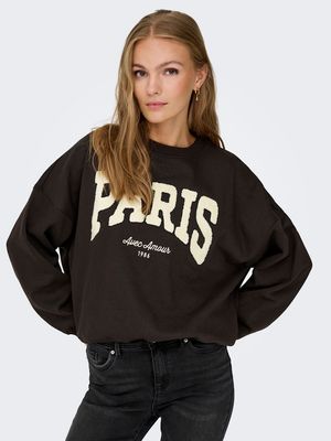 JDYMESA L/S O-NK EMB SWEAT JRS NOOS Ganache/PARIS CD EMB