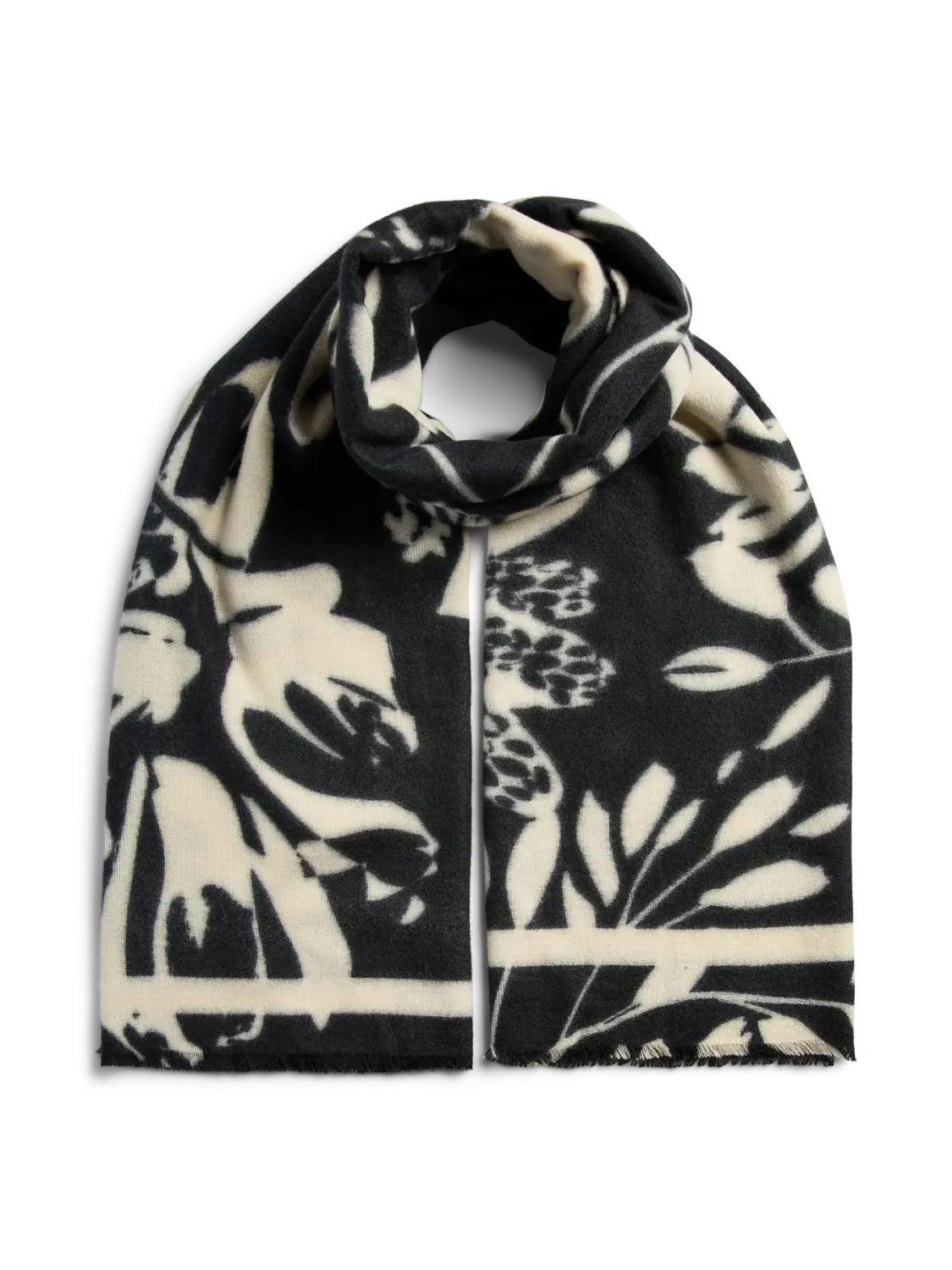 PCJENELA LONG SCARF BC Black/FLOWERS
