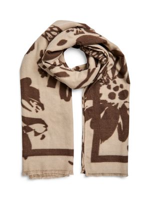 PCJENELA LONG SCARF BC Hot Fudge/FLOWERS
