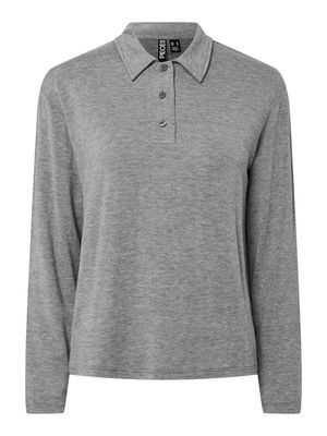PCRITT LS POLO JRS PWP Medium Grey Melange
