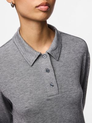 PCRITT LS POLO JRS PWP Medium Grey Melange
