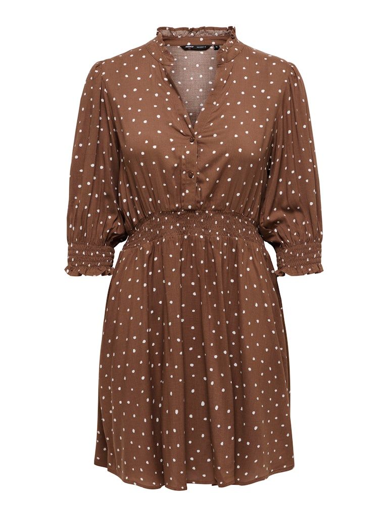 ONLRAYA 3/4 DRESS WVN Cocoa Brown/CD MILLY