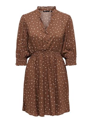 ONLRAYA 3/4 DRESS WVN Cocoa Brown/CD MILLY