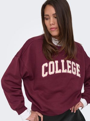JDYMESA L/S O-NK EMB SWEAT JRS NOOS Windsor Wine/COLLEGE