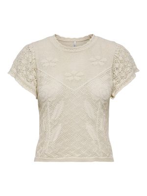 ONLESTRALLA S/S SHORT STRUCTOP KNT NOOS Ecru