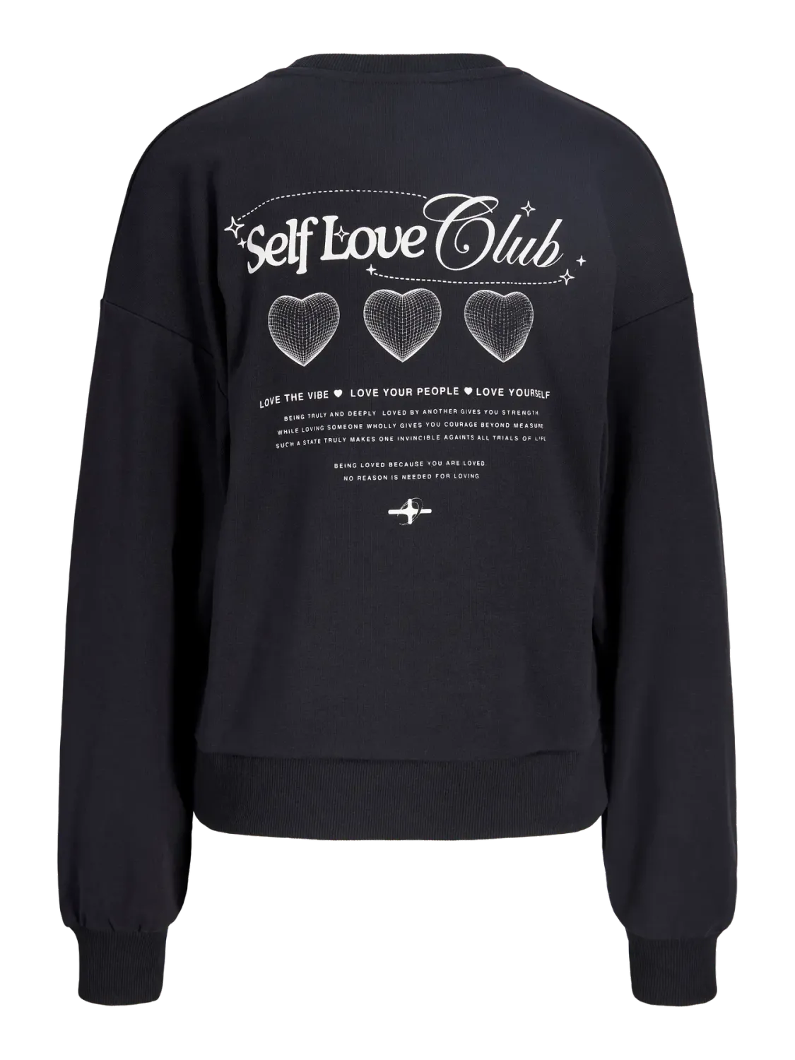 JXVALENTINE RLX LS CREW BACK  PRINT SWT Black/Self Love Club