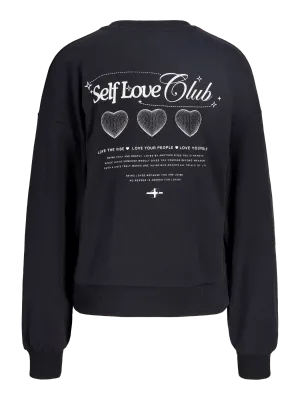 JXVALENTINE RLX LS CREW BACK  PRINT SWT Black/Self Love Club