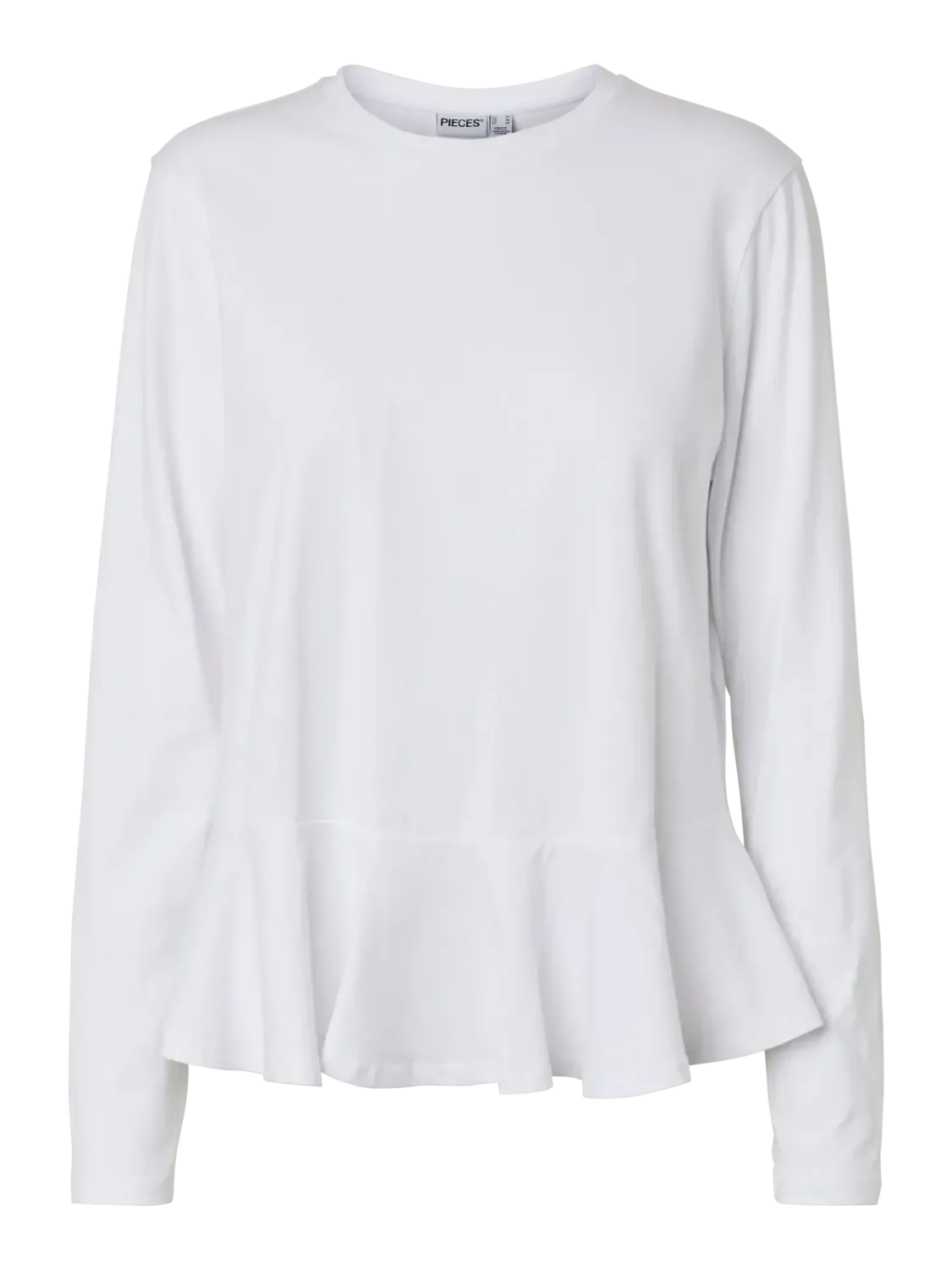 PCDANILLA LS PEPLUM TOP JRS D2D Bright White