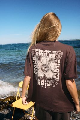 NMIDA S/S O-NECK STP T-SHIRT JRS Chocolate Brown