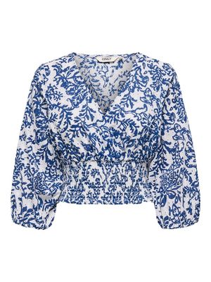 ONLCHANEE 34 SMOCK EMB TOP WVN Cloud Dancer-W ESTATE BLUE