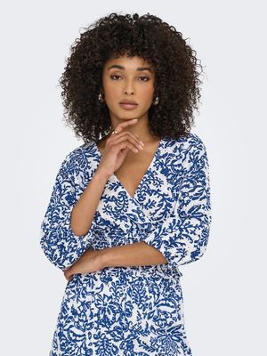 ONLCHANEE 34 SMOCK EMB TOP WVN Cloud Dancer-W ESTATE BLUE