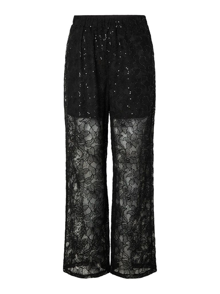 PCLOUISE HW STRAIGHT PANTS D2D Black-Black sequins