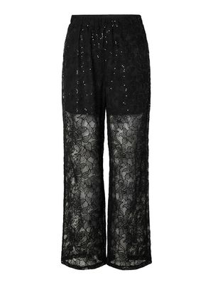 PCLOUISE HW STRAIGHT PANTS D2D Black-Black sequins