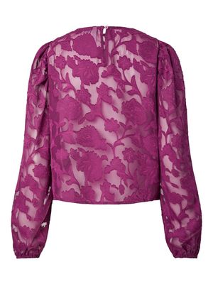 PCNEA LS LACE TOP WVN FSY PP Dark Purple