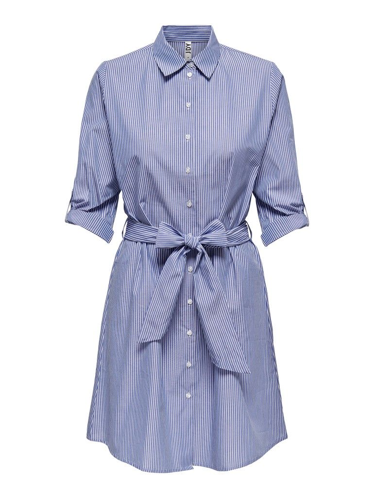JDYHALL 3/4 SHIRT DRESS WVN NOOS Wedgewood/WHITE