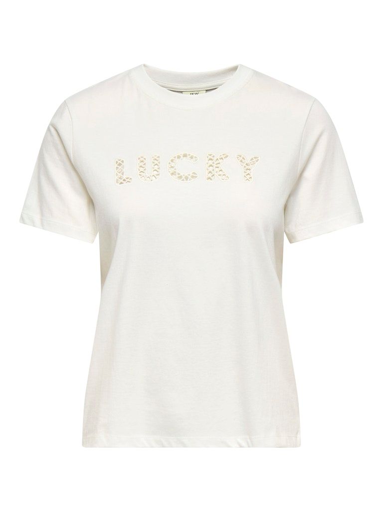 JDYSELMA S/S OPEN EMB TOP JRS NOOS Cloud Dancer/LUCKY E