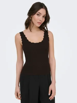 JDYNANNA S/L SCALLOP EDGE TOP KNT NOOS Chocolate Torte