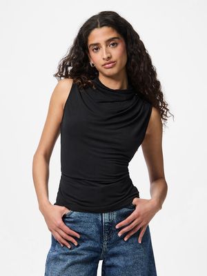 PCMADISON SL DRAPED TOP JRS NOOS BC Black