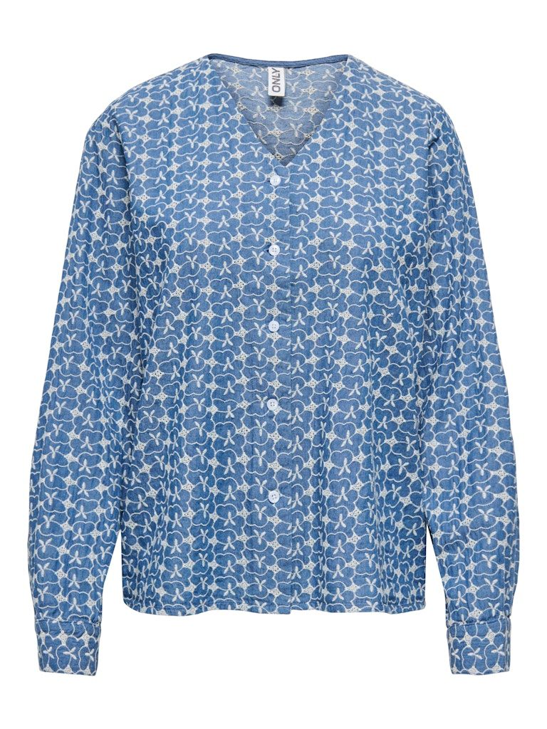 ONLELVIRA LS PRINT DNM SHIRT GUA Medium Blue Denim/PR