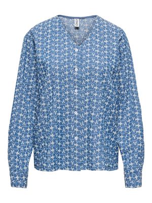 ONLELVIRA LS PRINT DNM SHIRT GUA Medium Blue Denim/PR