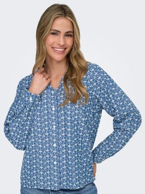ONLELVIRA LS PRINT DNM SHIRT GUA Medium Blue Denim/PR