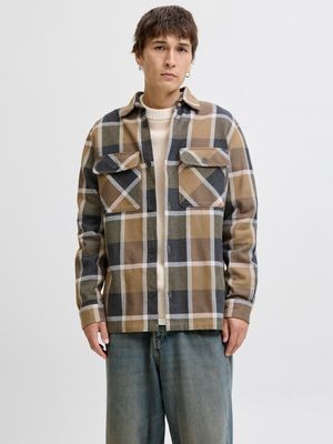 JPRRAYLE MELANGE CHECK L/S OVERSHIRT SN Malt Ball