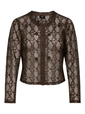 JDYKASSANDRA LIFE L/S LACE CARDIGAN JRS Chocolate Brown
