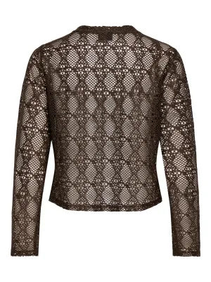 JDYKASSANDRA LIFE L/S LACE CARDIGAN JRS Chocolate Brown