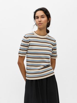 OBJESTER S/S NEW KNIT PULLOVER NOOS Sandshell/Blue shado