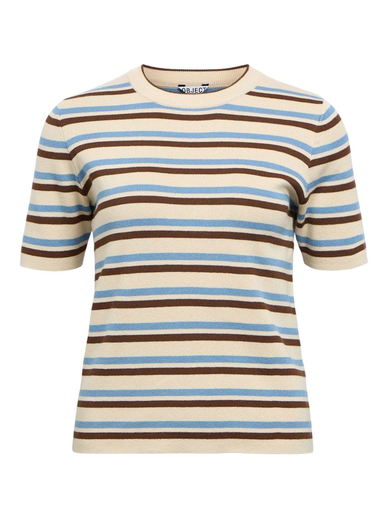 OBJESTER S/S NEW KNIT PULLOVER NOOS Sandshell/Blue shado