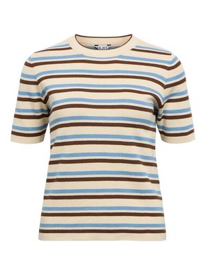 OBJESTER S/S NEW KNIT PULLOVER NOOS Sandshell/Blue shado