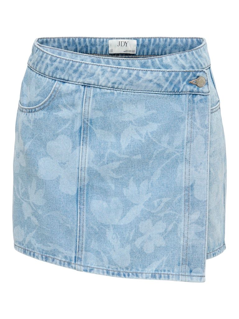 JDYSANSA MW SKORT LASER PRINT DNM Light Blue Denim-FLORAL LASER