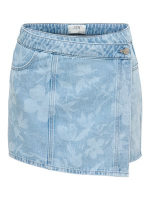 JDYSANSA MW SKORT LASER PRINT DNM Light Blue Denim-FLORAL LASER
