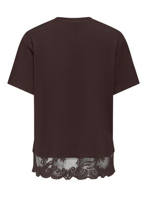 ONLVIVVI S/S LACE BOTTOM TOP JRS NOOS Chocolate Torte/Chok