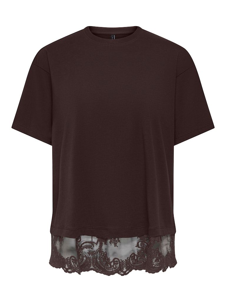 ONLVIVVI S/S LACE BOTTOM TOP JRS NOOS Chocolate Torte/Chok