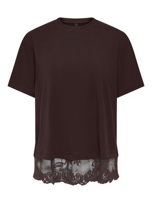 ONLVIVVI S/S LACE BOTTOM TOP JRS NOOS Chocolate Torte/Chok