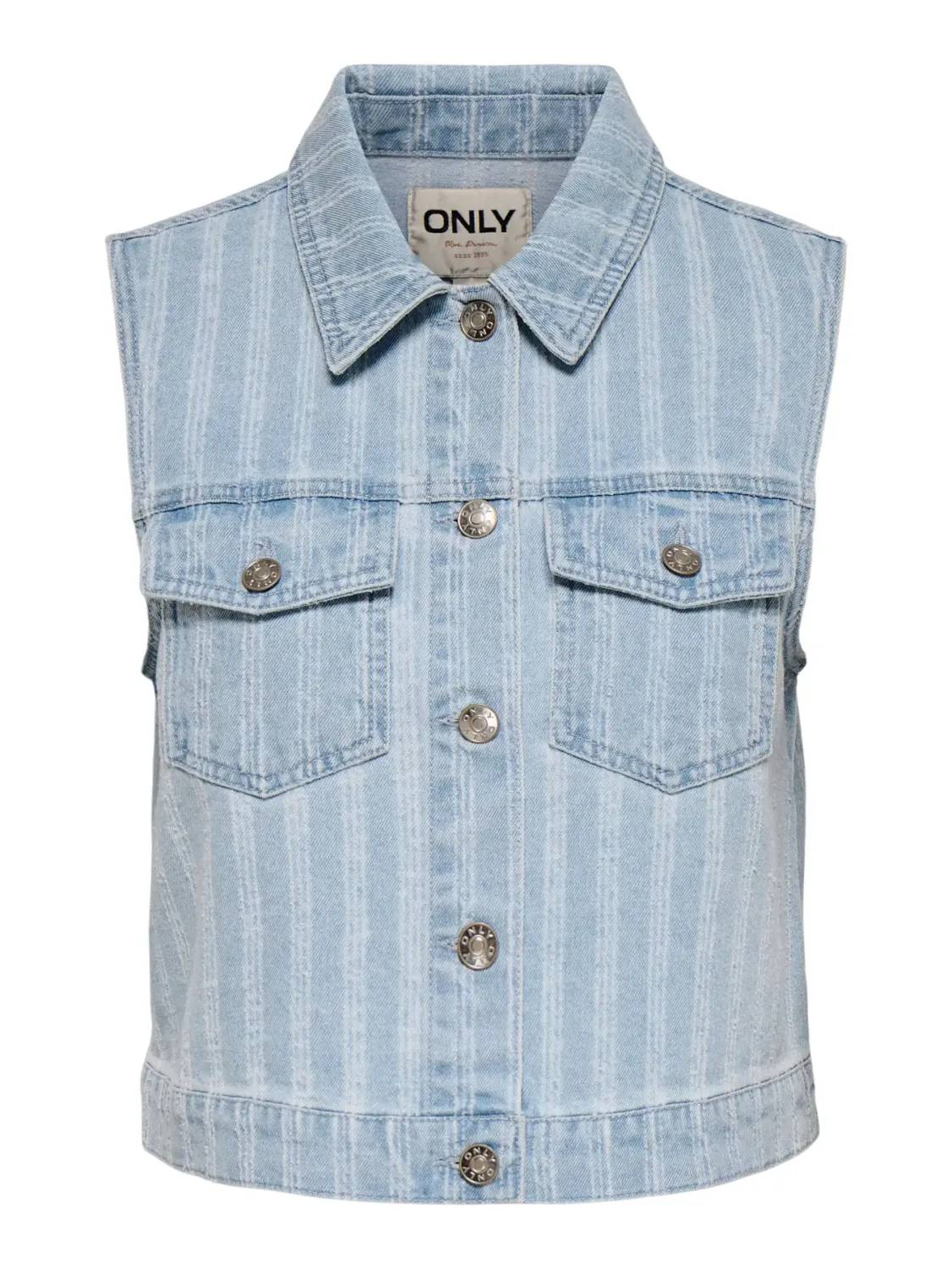 ONLCRISTA STRIPE JAQ DNM WAISTCOAT Light Blue Denim