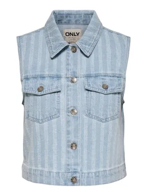 ONLCRISTA STRIPE JAQ DNM WAISTCOAT Light Blue Denim