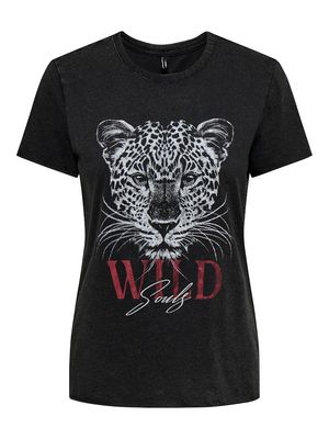 ONLLUCY REG S/S TOP JRS NOOS Black/Wild soul leo