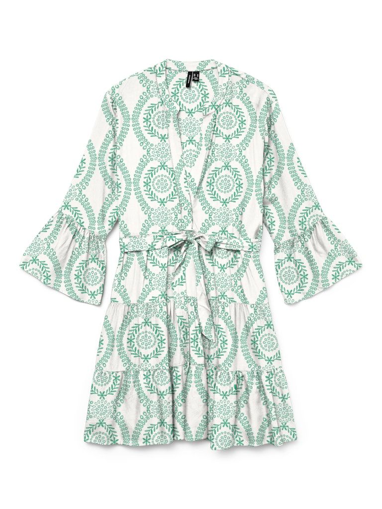 VMMELBA 3/4 SHORT BELT DRESS WVN NOOS Snow White/Holly Gre